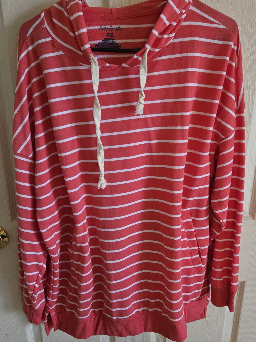 SO Lightweight Red & White Striped Hoodie Sweatshirt